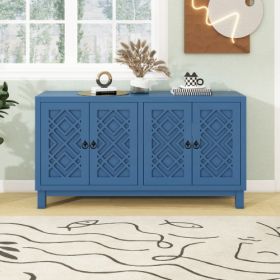 Large Storage Sideboard, 4-door Buffet Cabinet With Pull-tab Handle, Suitable For Living Room, Dining Room (Color: Navy blue)