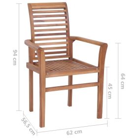 vidaXL Stacking Dining Chairs 4 pcs Solid Teak (Option: as picture)