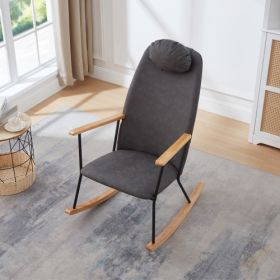 Modern Rocking Chair Comfortable Side Chair For Nursery, Bedroom, Living Room (Option: Dark gray)