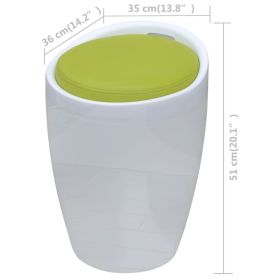 vidaXL Stool White and Green Faux Leather (Option: as picture)