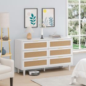 Drawers Rattan Storage Cabinet Rattan Drawer,for Bedroom,Living Room,White (Color: White)